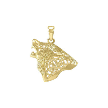 Celtic Wolf Solid Gold Pendant GPD5662 - Jewelry